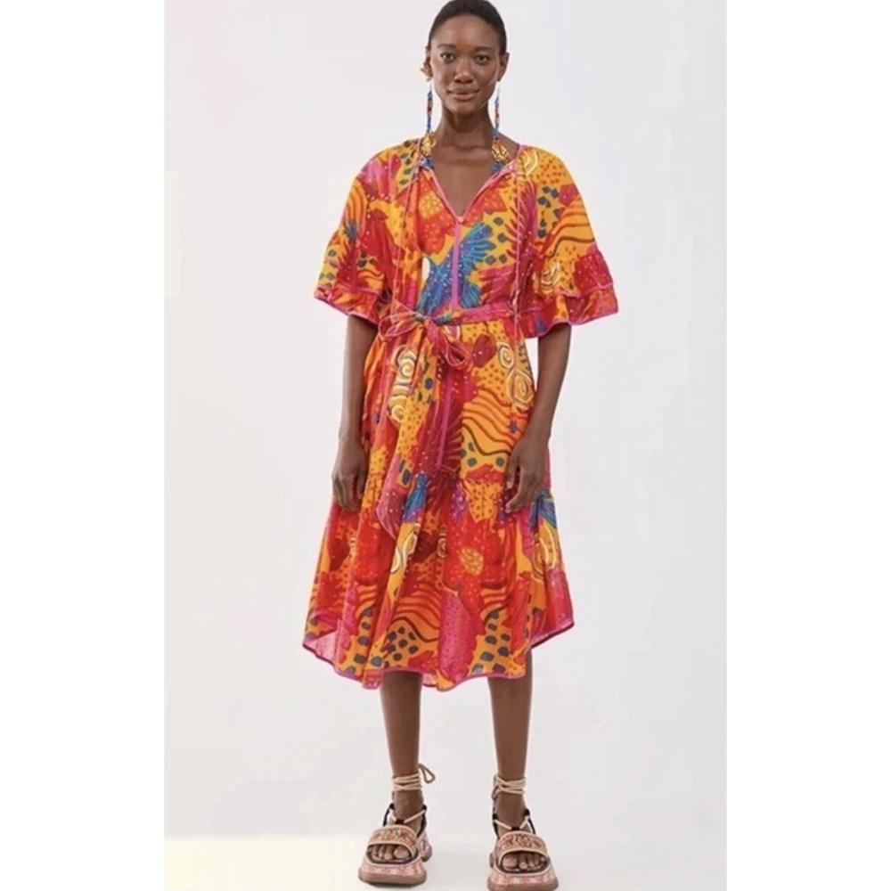 NWT Farm Rio NEW Colorful Party Belted Midi Dress Size Small (retail: 220)